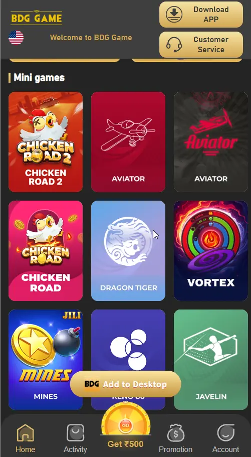 BDG Game App gameplay screenshots